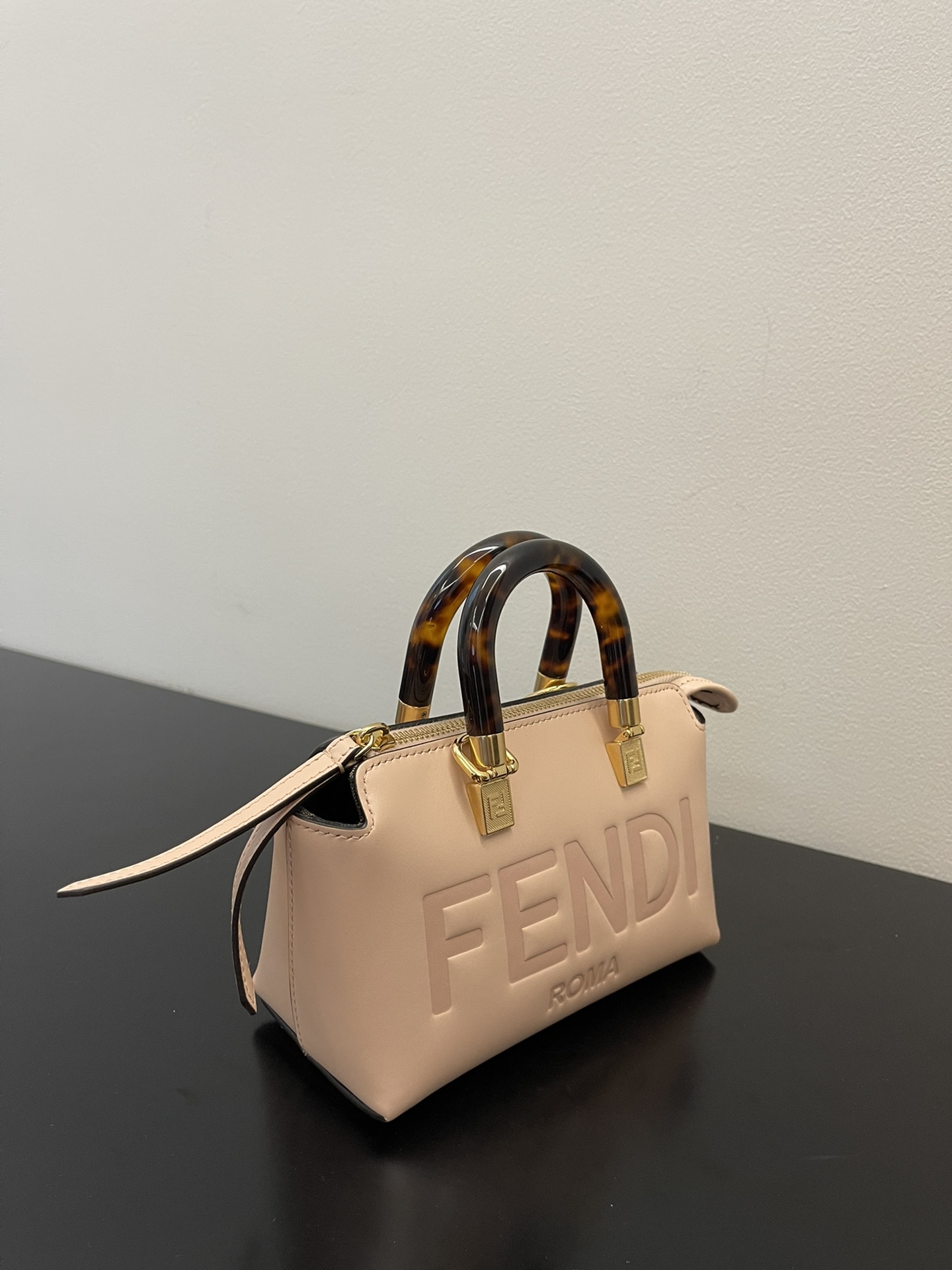 Fendi Mini By The Way Leather Boston Shoulder Bag Shrimp Pink